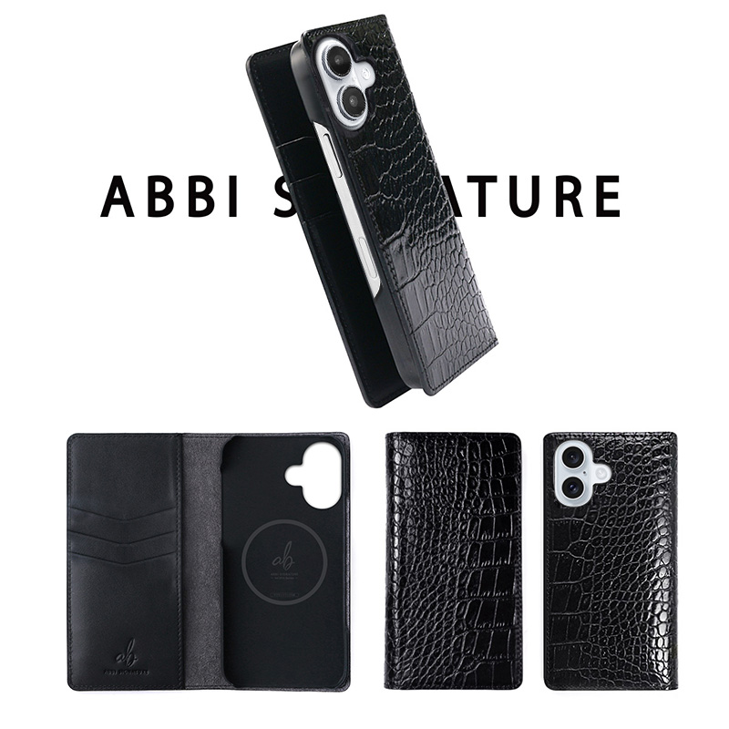 ABBI SIGNATURE　クロコ柄型押しレザー調型ケース