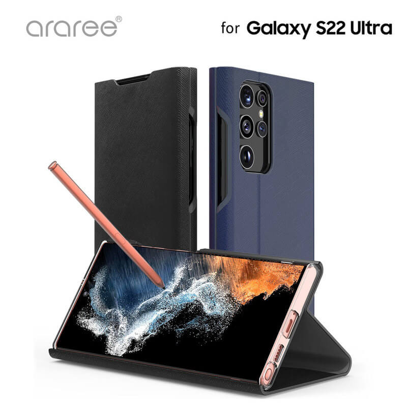 araree BONNET DIARY STAND』 Galaxy S22 Ultra ケース 手帳型 レザー ...
