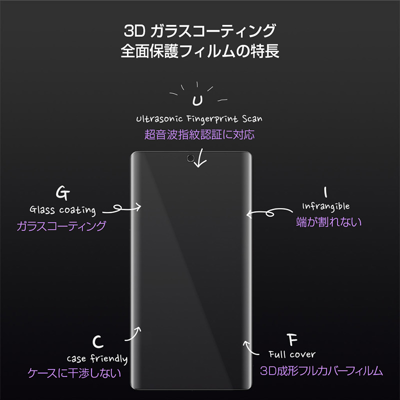 BIOSHIELD 3D FLEX GLASS フルカバー 液晶保護フィルム』 Galaxy Note20 Ultra 5G 保護フィルム  超音波指紋認証 Galaxy Note20 Ultra 5G SC-53A／SCG06