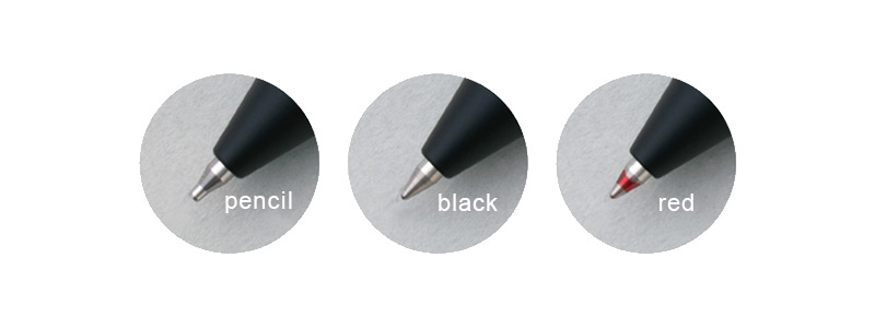 ロディアマルチペンは3機能、シャーペン・黒ボールペン・赤ボールペン