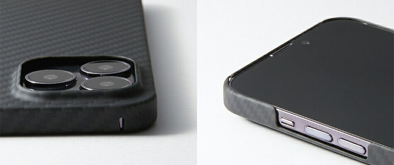 Ultra Slim & Light Case DURO は背面カメラと液晶画面が平面に置いた際に直接当たらないように設計