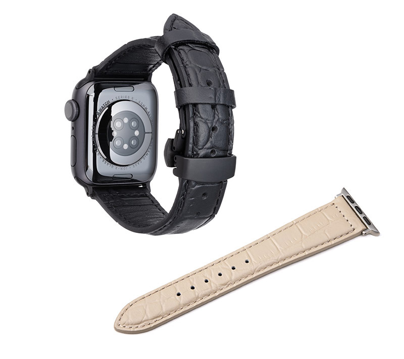 高級感あるクロコ調の本革バンド、GRAMAS Croco Embossed Genuine Leather Watchband