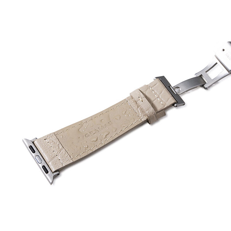 裏生地に耐汗素材を使用、GRAMAS Croco Embossed Genuine Leather Watchband