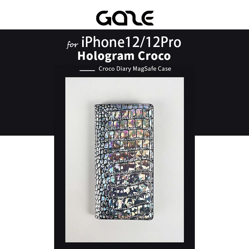 GAZE Hologram Croco MagSafe蟇ｾ蠢� 繝�繧､繧｢繝ｪ繝ｼ繧ｱ繝ｼ繧ｹ縲� iPhone 12/12 Pro 繧ｱ繝ｼ繧ｹ 謇句ｸｳ蝙� 譛ｬ髱ｩ 繝ｬ繧ｶ繝ｼ 譛ｬ髱ｩ 繧ｱ繝ｼ繧ｹ