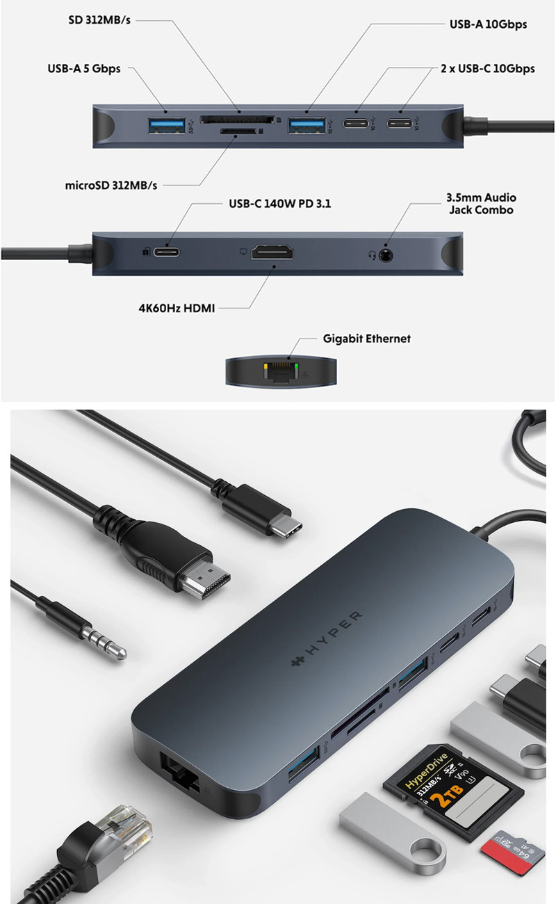 HYPERの次世代8ポートUSB-Cハブ