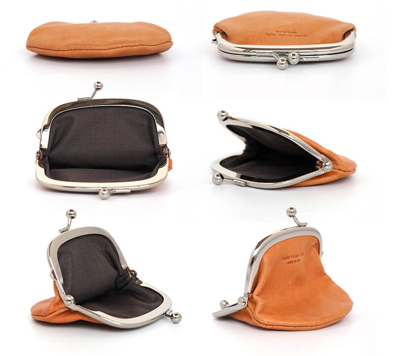 がま口部分は職人によってひとつひとつ丁寧につけられています。