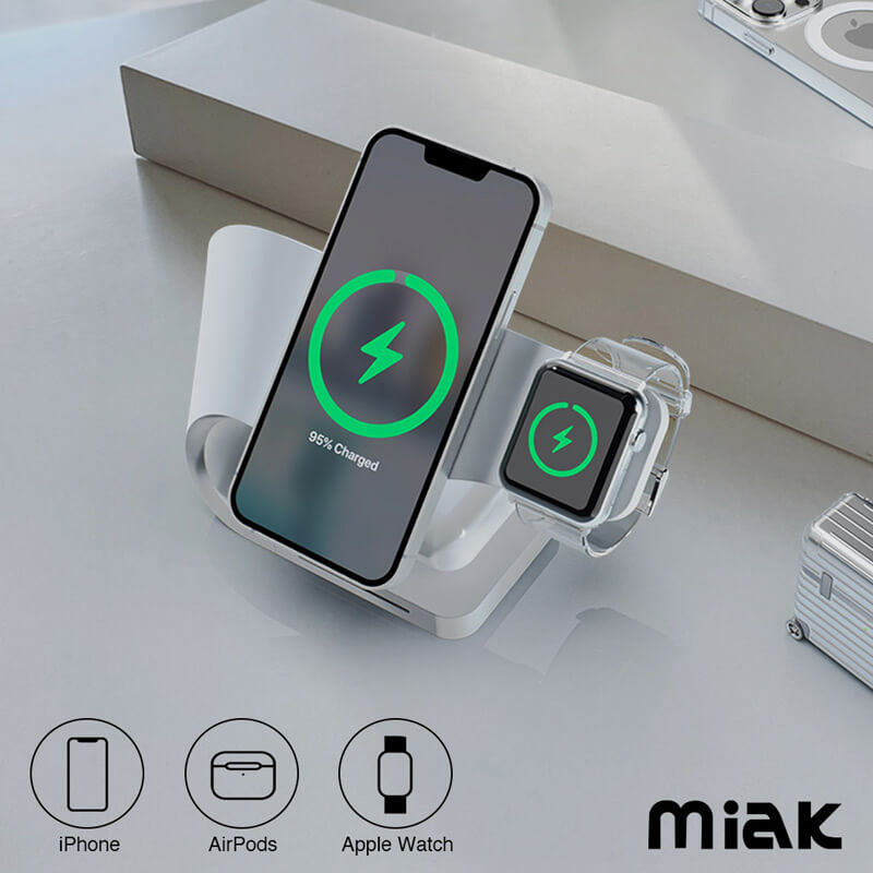 MagSafe対応iPhone、Apple Watch、AirPods 3台同時充電可能なワイヤレススタンド