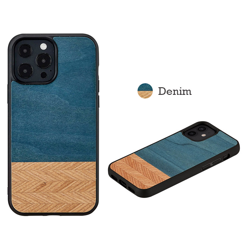 こだわりの天然木を使用したiPhoneケース 「Denim」 デニムは、ブルーとブラウンの組み合わせがデニムを表現したデザイン