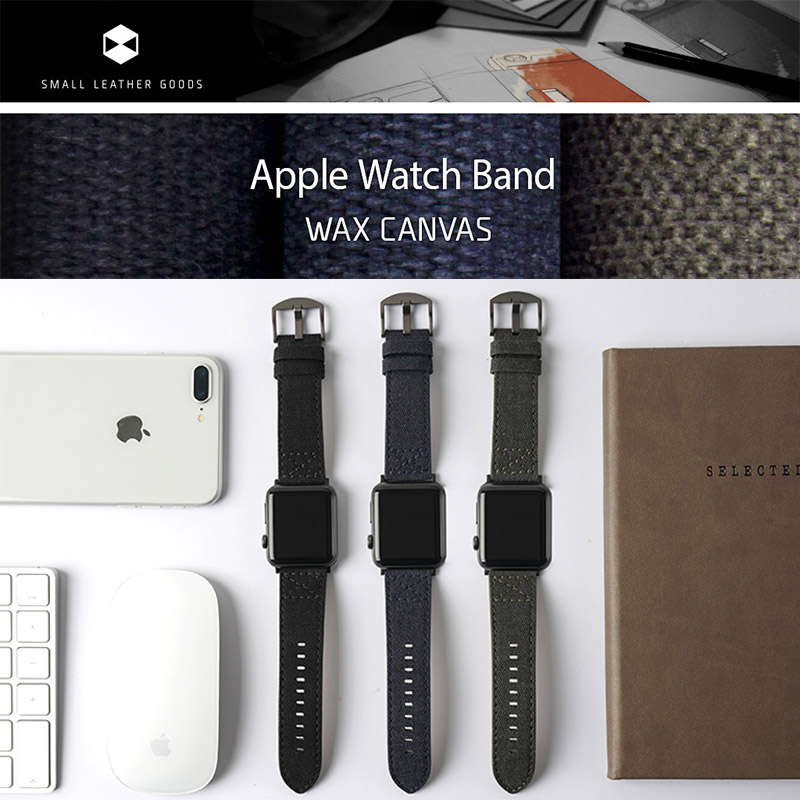 キャンバス地】Apple Watch バンド 45mm 44mm 42mm SLG Design Apple Watch バンド