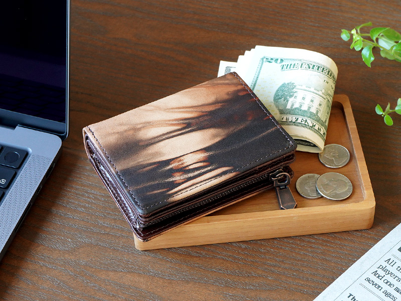 ZOO 奄美大島泥染めレザー ミディアムウォレット