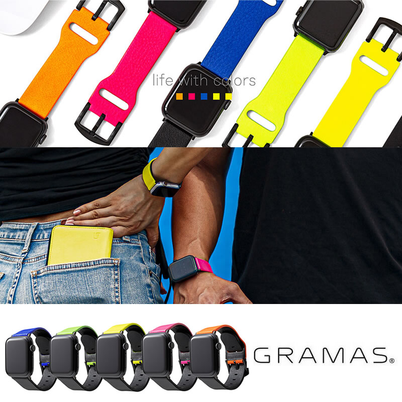 『GRAMAS NEON Italian Genuine Leather Watchband for Apple Watch』 38mm 40mm 42mm 44mm 用