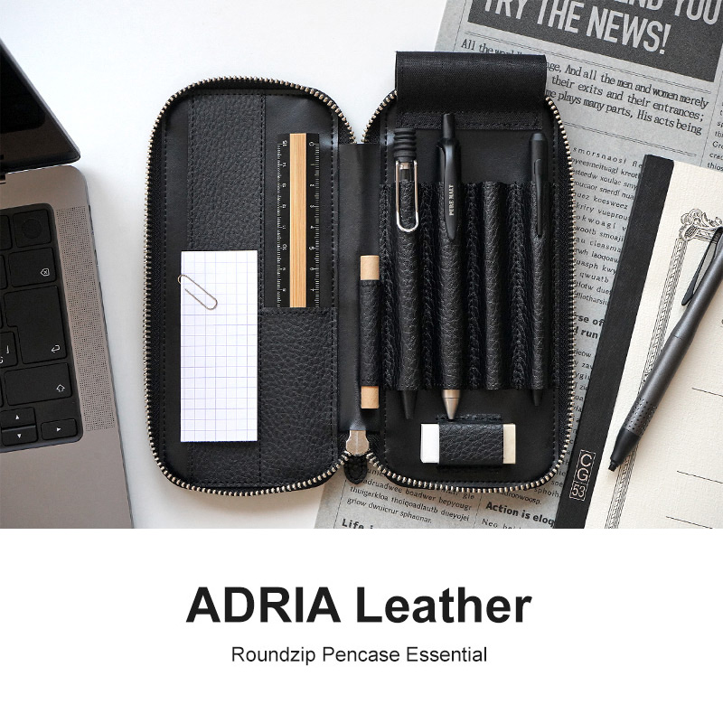 【イタリアンレザー ADRIA】ペンケース 両開き ラウンドファスナー 本革 Luddite ラダイト