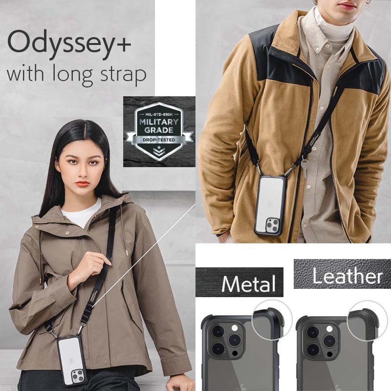 『MagEasy Odyssey+ with long strap』 iPhone15Plusケース 衝撃吸収 背面型 シェル