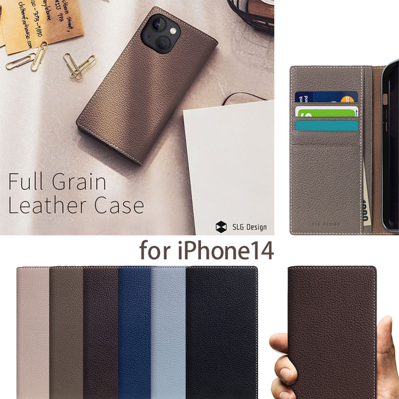 『SLG Design Full Grain Leather Flip Case』 iPhone14 ケース 手帳型 本革 レザー