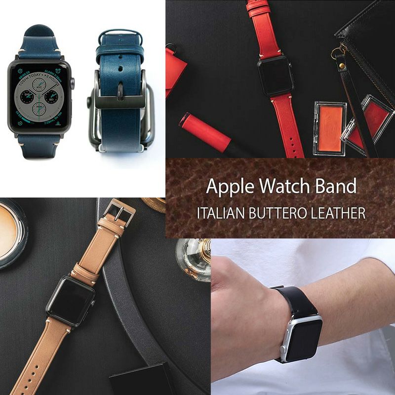 Apple Watch アップルウォッチ バンド 45mm 44mm 42mm 用 交換 ベルト 牛革