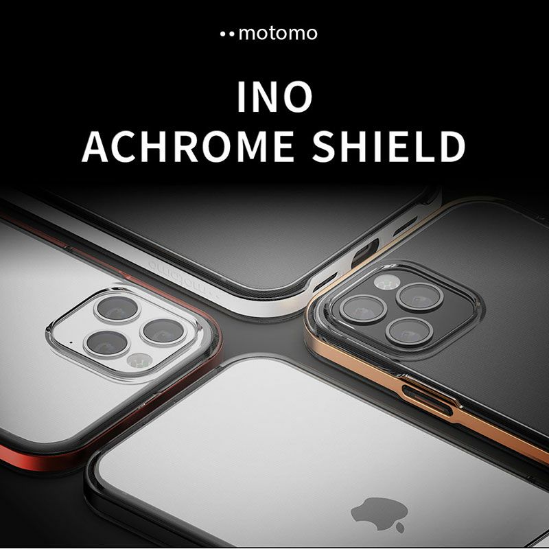 『motomo INO Achrome Shield Case』 iPhone12 / iPhone12mini / iPhone12Pro ケース クリア 透明 背面 シェル