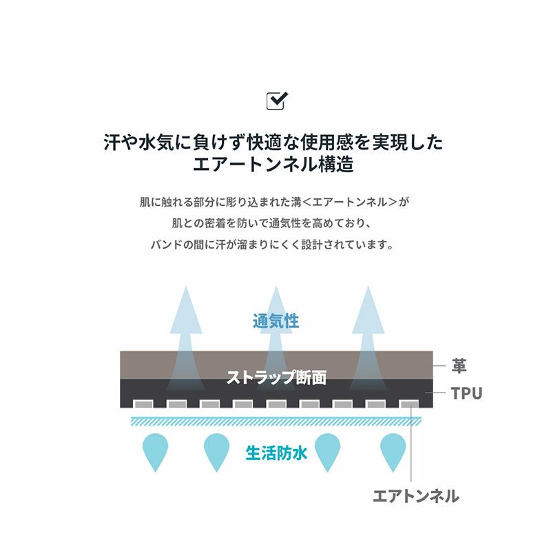 Apple Watch バンド ベルト 本革 エアートンネル構造 44/42mm 40/38mm