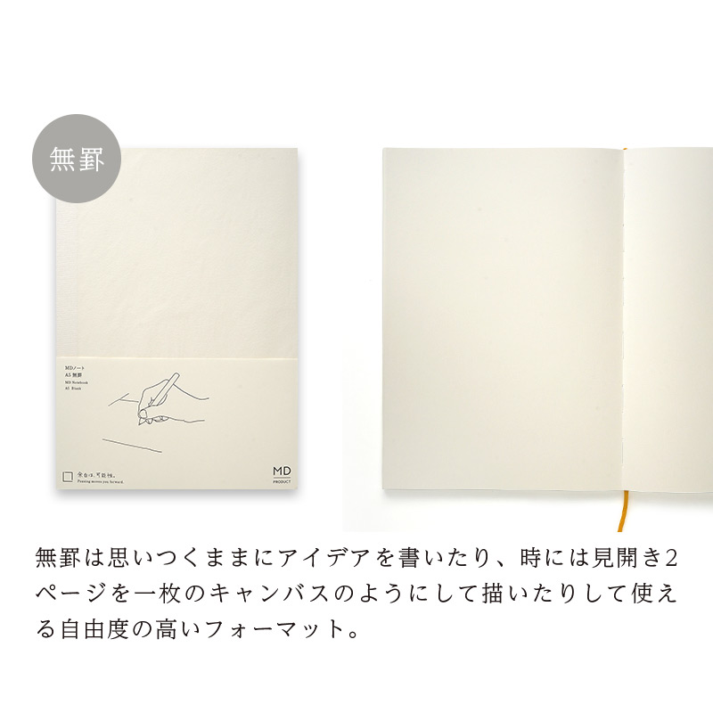 MDノート A5 方眼 横罫 無罫 日本製 高級 文具 シンプル