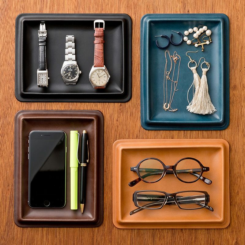 本革 レザー トレー 小物 机上 整理 シンプル おしゃれ ギフト
