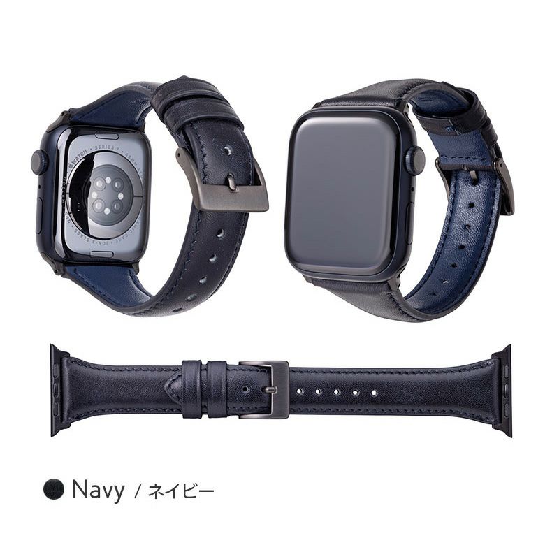 商品 Apple Watch レザー バンド 41 40 38 ネイビー