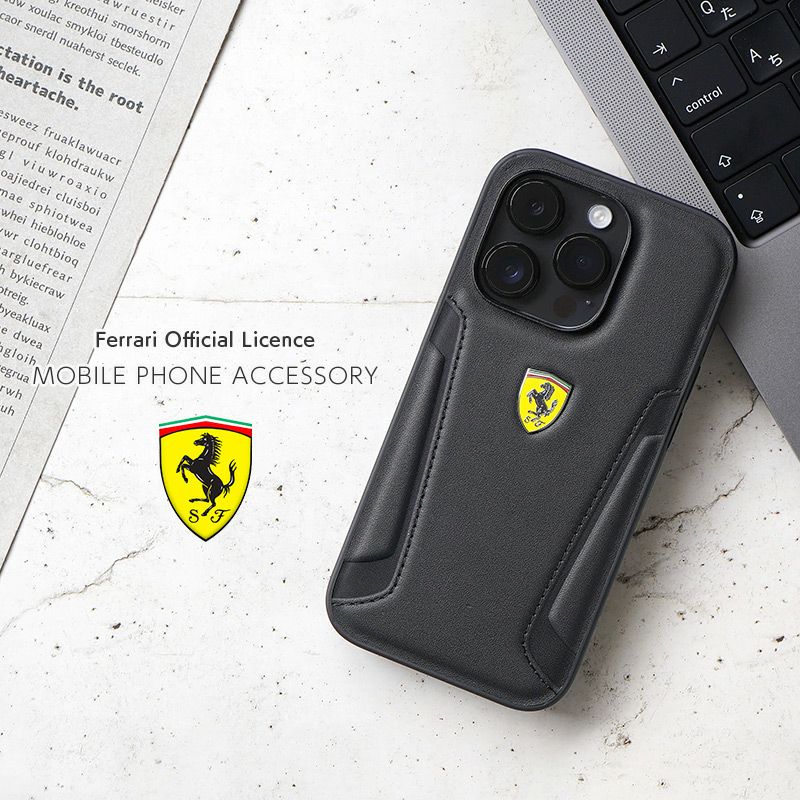 iPhone14Pro 背面 シェル型 本革ケース Ferrari フェラーリ レザーケースはこちら