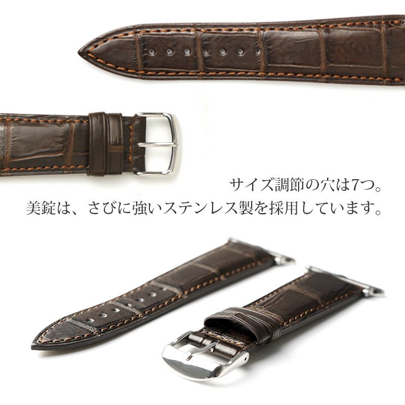Aapple watch ベルト クロコダイル 時計ベルト ワニ革 本革 レザー おしゃれ 49mm 46mm 45mm 44mm 42mm 41mm 40mm 38mm