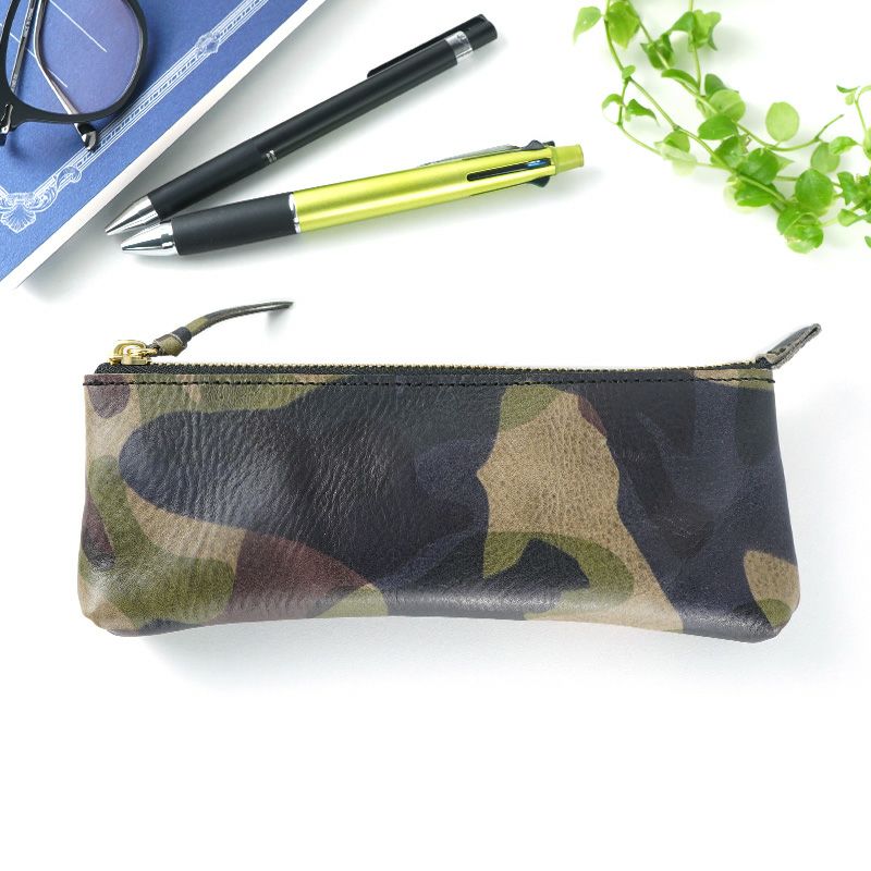 ペンケース 本革 イタリアンレザー 迷彩 レザー 筆箱 ブランド おしゃれ かっこいい カモフラージュ カモフラ プレゼント 革 おすすめ
