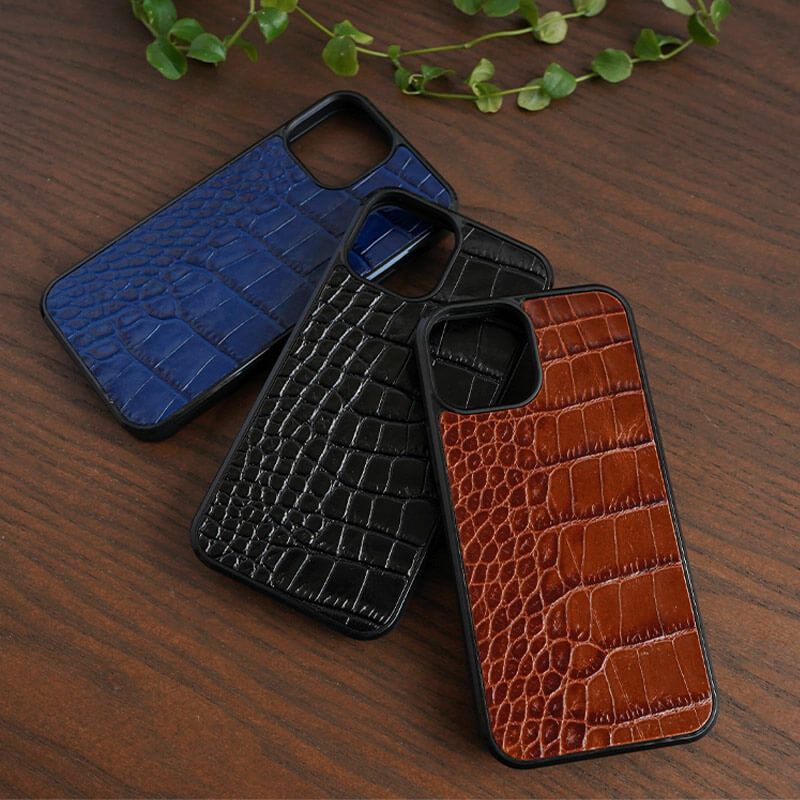 iPhone 14 Pro / 14 / 13 Pro / 13 / 13mini ケース ブランド 本革 スマホケース イタリアン レザー クロコダイル iphoneケース 革 背面