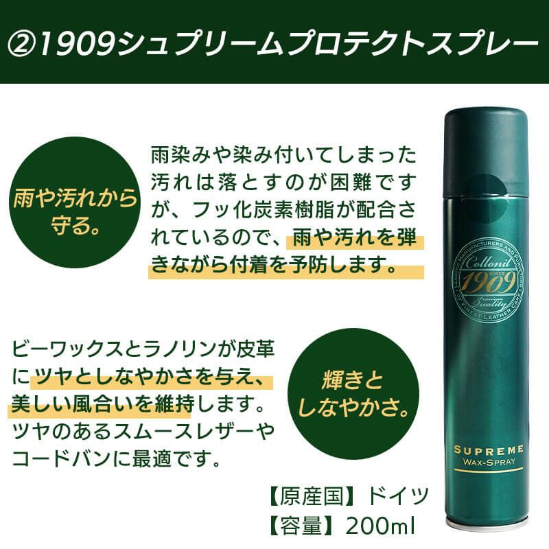 Collonil 1909 ギフトセット クリーム スプレー レザーケア コロニル シュプリーム 革 レザー 手入れ ブラシ