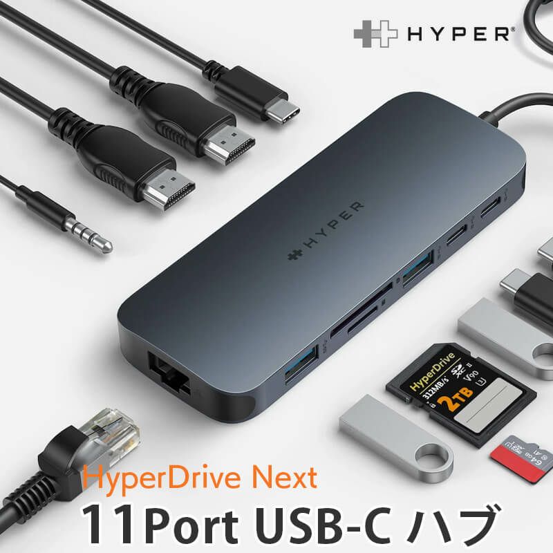 USB 3.2 ハブ usb Hyper 高速データ転送 タイプc Dual HDMI変換アダプター イーサネットアダプター 140W PD Hyper オーディオジャック