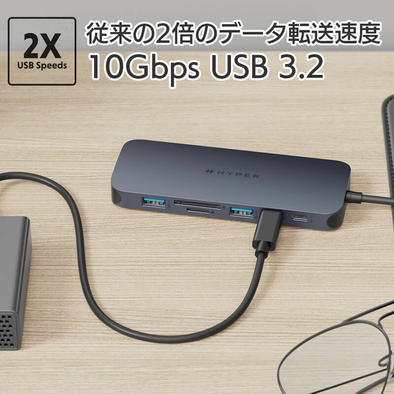 USB 3.2 ハブ usb Hyper 高速データ転送 タイプc Dual HDMI変換アダプター イーサネットアダプター 140W PD Hyper オーディオジャック