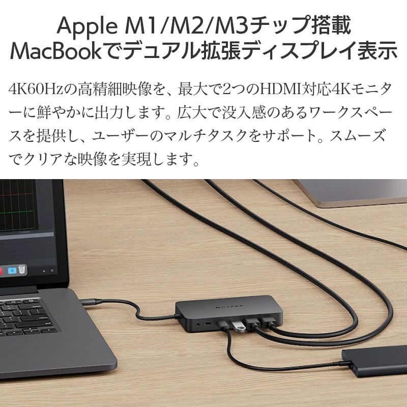 type C USB ハブ Apple 100W PD 高速データ転送 10Gbps USB-A Mac Chromebook Windows PC ノートPC 拡張ディスプレイ hdmi 2出力