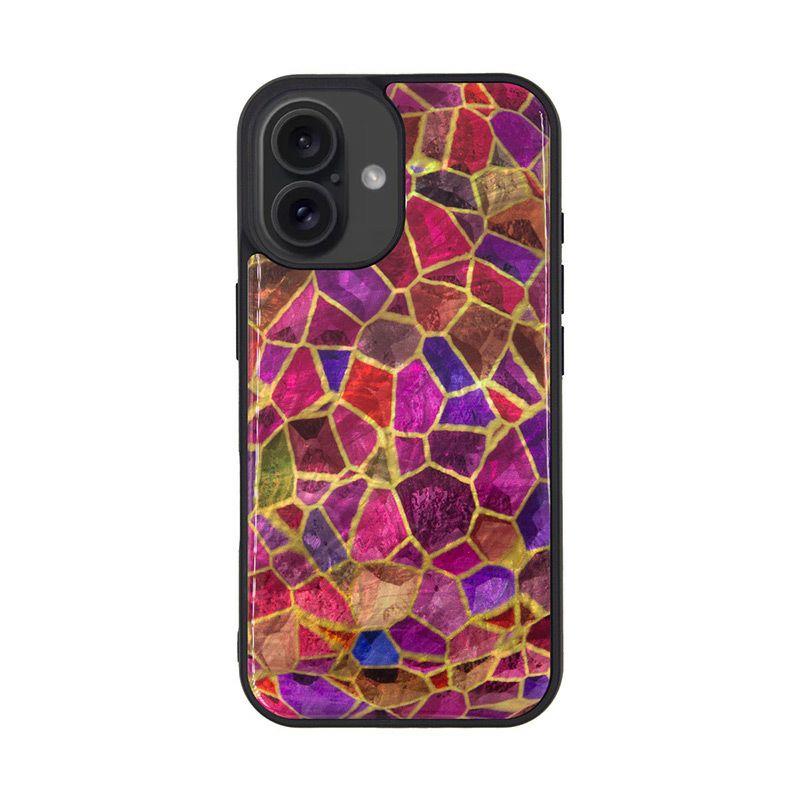 iPhone 16 ケース 天然貝 カバー スマホケース ブランド ikins アイキンス ステンドグラス iPhoneケース ピンク