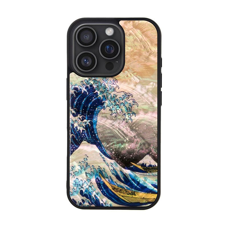 iPhone16 Pro / iPhone 16 ケース 天然貝 背面 カバー スマホケース ブランド ikins アイキンス 浮世絵 葛飾 北斎 富嶽三十六景 富士山