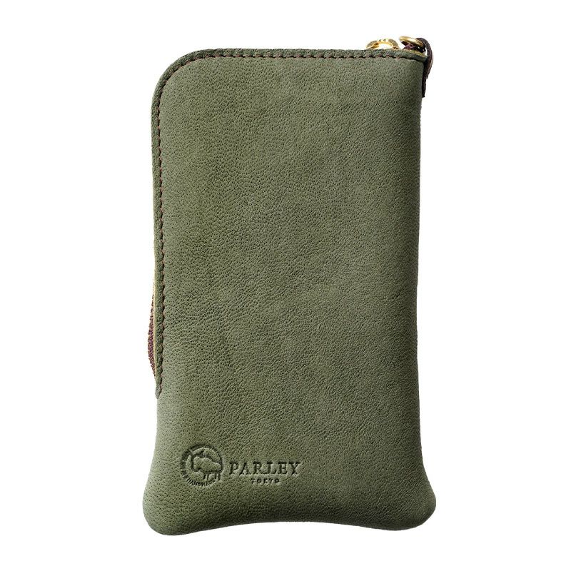 本革製 ペンケース スタンド レザー 鹿革 ブランド おしゃれ 大人 女性 社会人 シンプル 自立 大容量 革 縦型 筆箱 日本製 無地 PARLEY カーキ 深緑