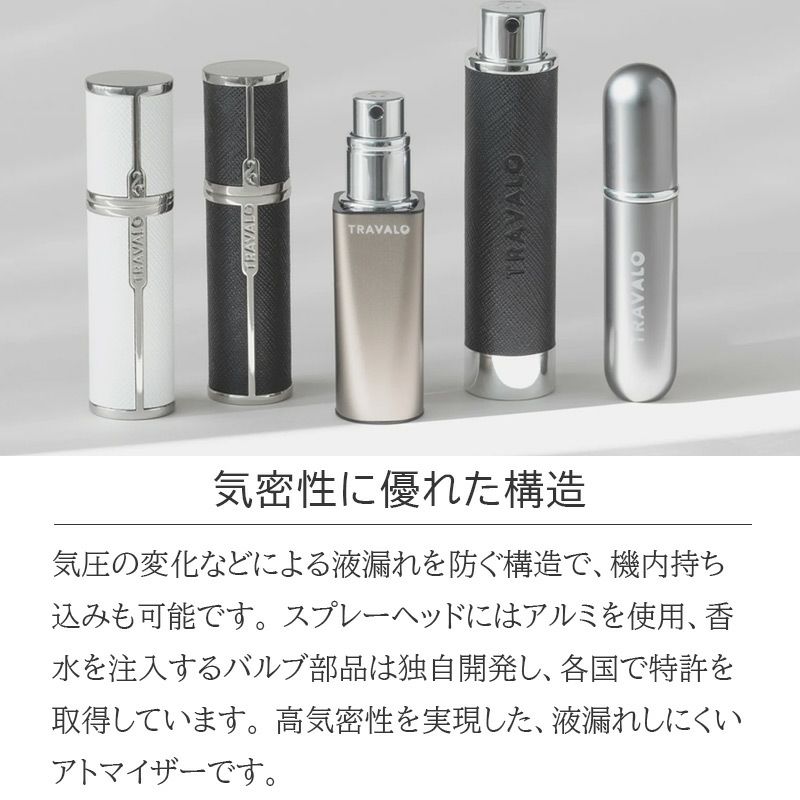 トラヴァ―ロ TRAVALO アトマイザー 香水 詰め替え チャージ 簡単 スプレー 5ml スリム 香水 携帯 持ち運び 