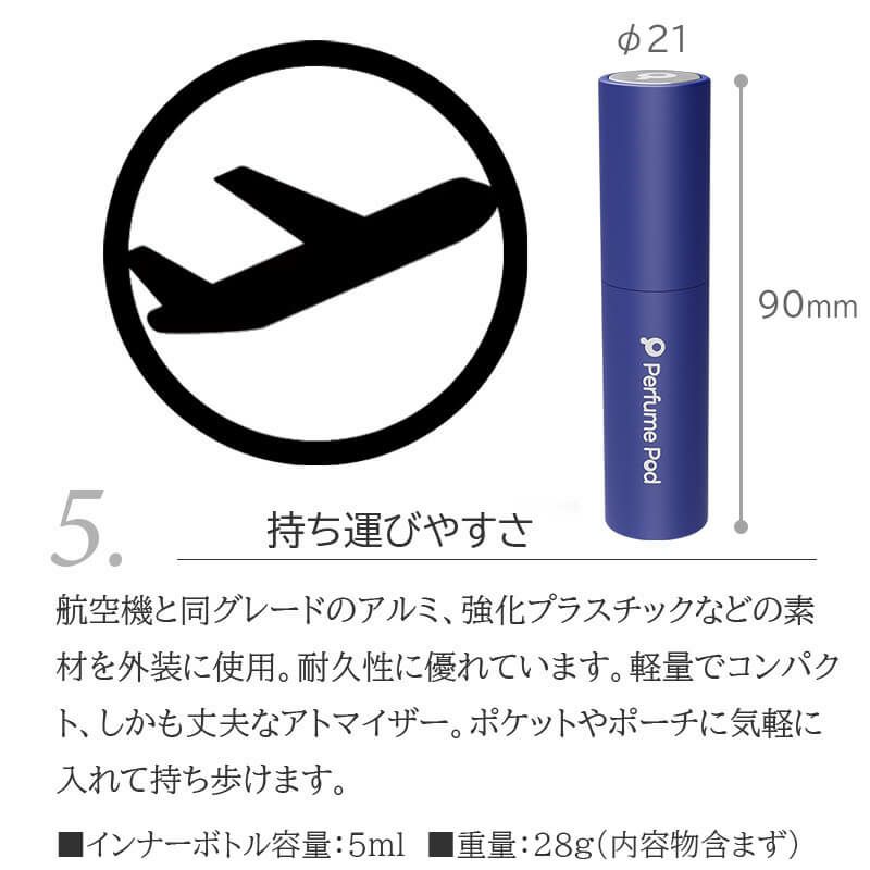 パフュームポッド PerfumePod アトマイザー 香水 詰め替え チャージ 簡単 スプレー 5ml スリム 香水 携帯 持ち運び 