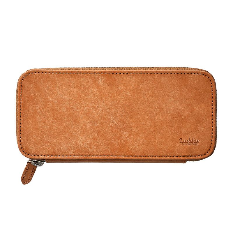 ラウンドファスナー ペンケース 本革 レザー ブランド おしゃれ シンプル 使いやすい 仕切り 社会人 筆箱 おすすめ 男性 女性 メンズ ブラウン