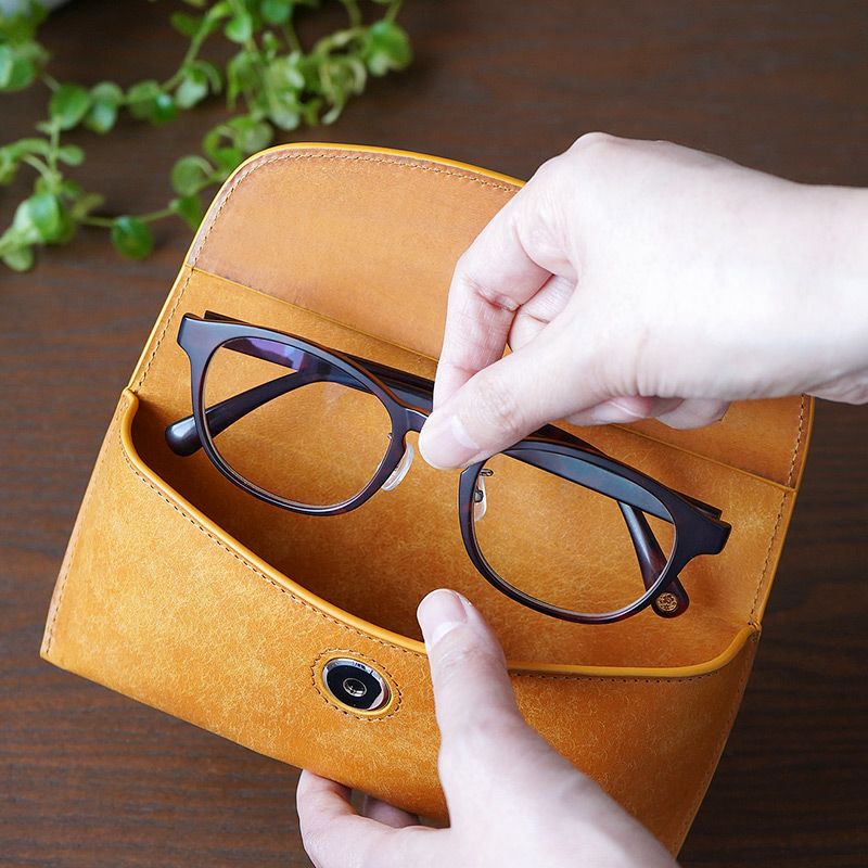 メガネケース 本革 プエブロ レザー おしゃれ シンプル 大きめ