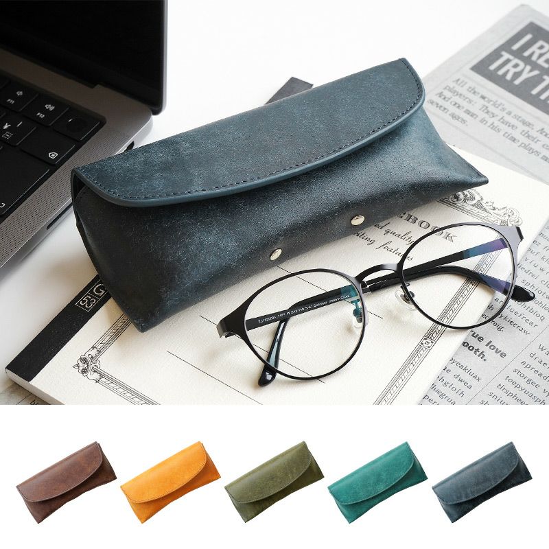 メガネケース 本革 プエブロ レザー おしゃれ シンプル 大きめ