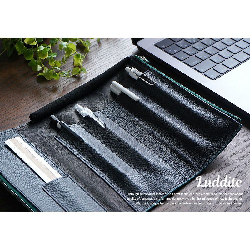 ラダイト ペンケース ロール おしゃれ 革 ブランド シンプル スリム コンパクト 高級 本革 フラット 一本ずつ レトロ 仕切り 付き 楽天