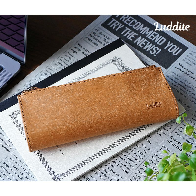 ラダイト ペンケース 2ポケット おしゃれ 革 ブランド シンプル スリム コンパクト 高級 本革 フラット 一本ずつ 仕切り 付き 楽天