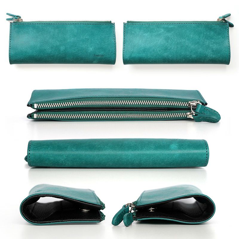 ラダイト ペンケース 2ポケット おしゃれ 革 ブランド シンプル スリム コンパクト 高級 本革 フラット 一本ずつ 仕切り 付き 楽天