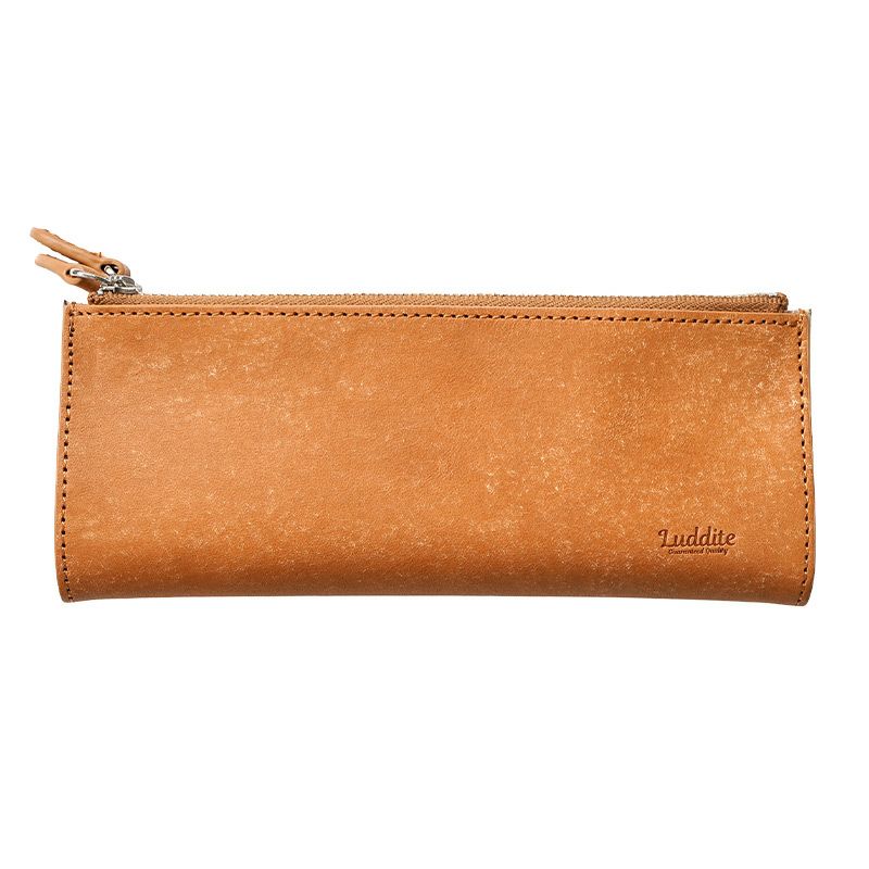 ラダイト ペンケース 2ポケット おしゃれ 革 ブランド シンプル スリム コンパクト 高級 本革 フラット 一本ずつ 仕切り 付き 楽天  ブラウン 茶色