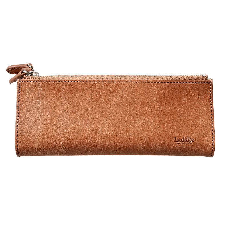 ラダイト ペンケース 2ポケット おしゃれ 革 ブランド シンプル スリム コンパクト 高級 本革 フラット 一本ずつ 仕切り 付き 楽天 ウィスキー ブラウン 茶色