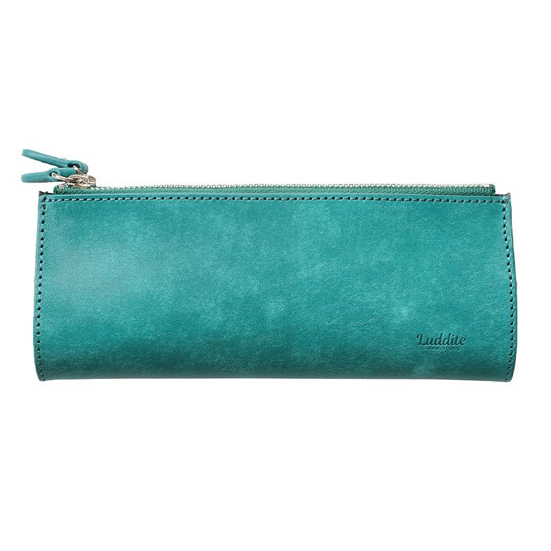 ラダイト ペンケース 2ポケット おしゃれ 革 ブランド シンプル スリム コンパクト 高級 本革 フラット 一本ずつ 仕切り 付き 楽天 ティール ブルー グリーン 青 緑