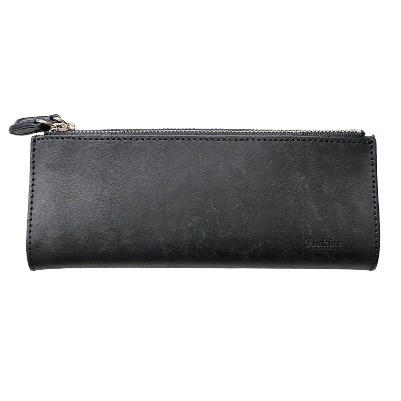 ラダイト ペンケース 2ポケット おしゃれ 革 ブランド シンプル スリム コンパクト 高級 本革 フラット 一本ずつ 仕切り 付き 楽天 黒 ブラック