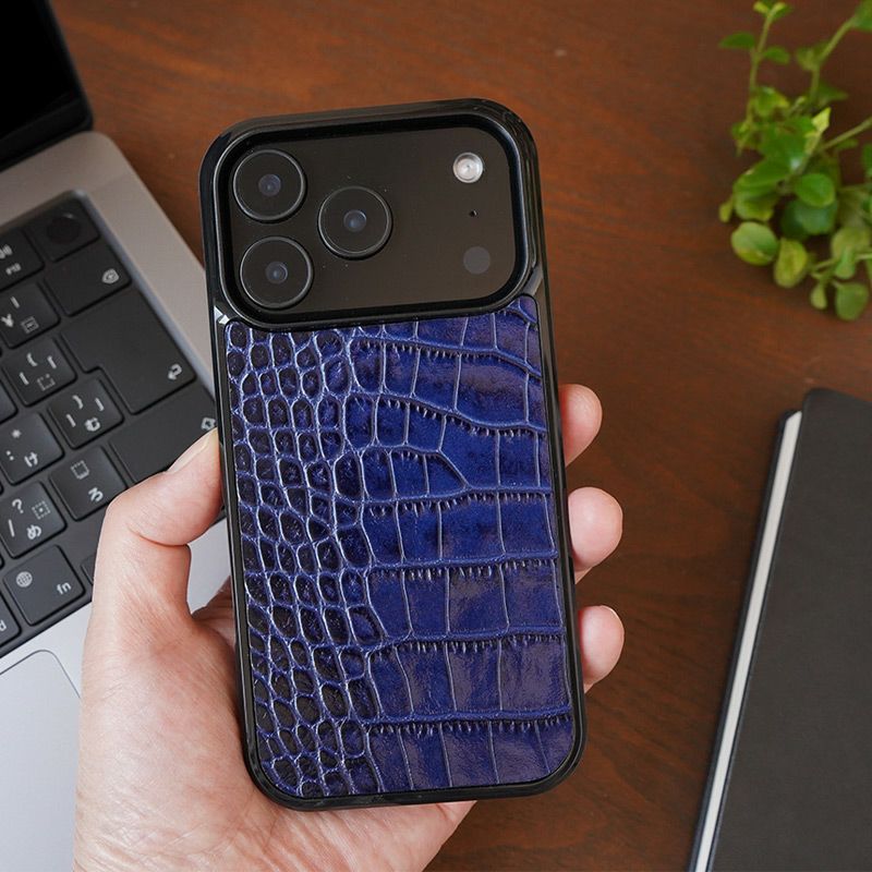 iPhone17 Pro / iPhone 17 ケース ブランド 本革 スマホケース レザー 革 背面 カバー イタリアンレザー クロコ 型押し クロコ柄