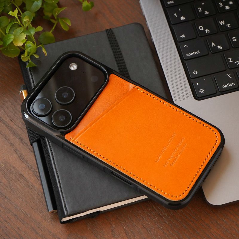 iPhone17Pro ケース 背面 カード収納 ブランド 本革 スマホケース カード入れ レザー カバー 栃木レザー カードポケット キャメル 茶色