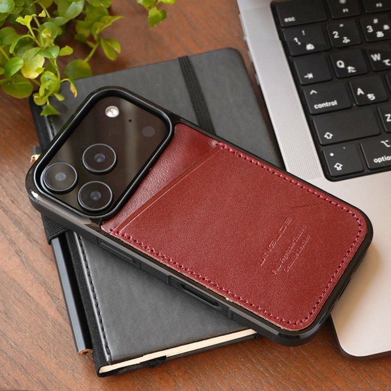 iPhone17Pro ケース 背面 カード収納 ブランド 本革 スマホケース カード入れ レザー カバー 栃木レザー カードポケット ワイン 紫